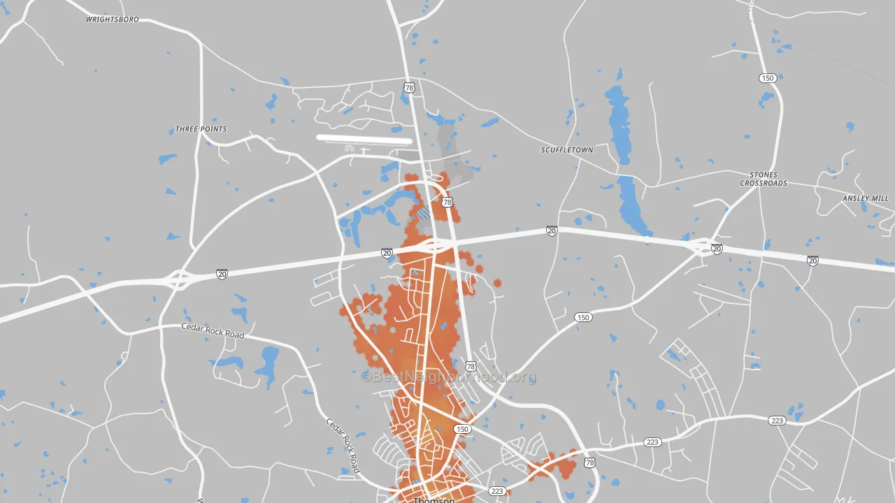 Bike Grade map of Winfield, GA