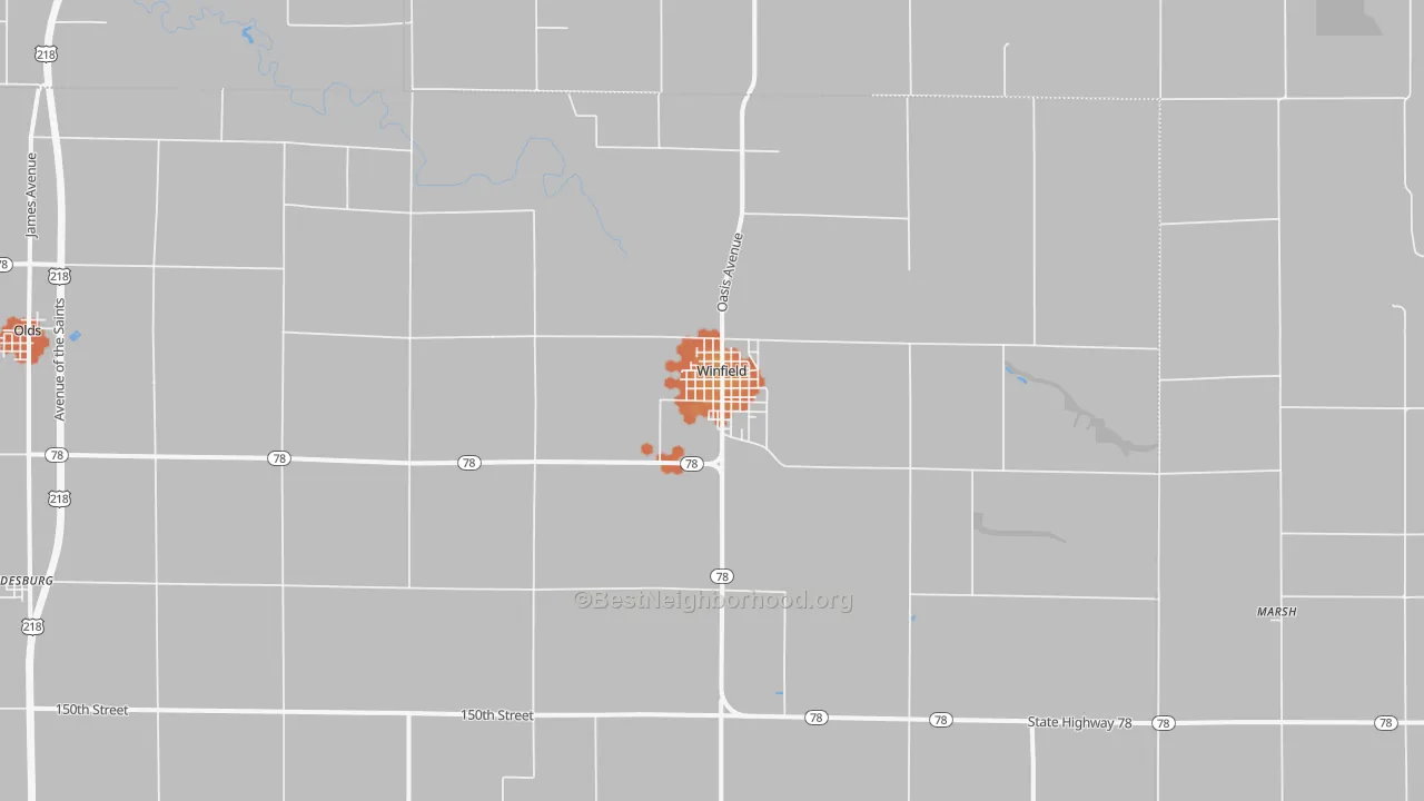 Bike Grade map of Winfield, IA