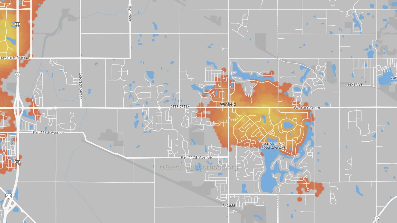 Bike Grade map of Winfield, IN