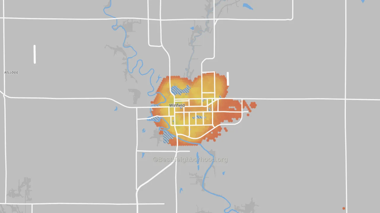 Bike Grade map of Winfield, KS