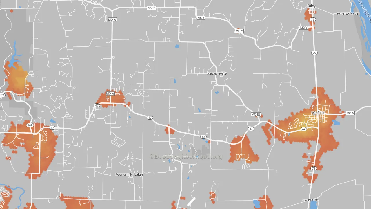 Bike Grade map of Winfield, MO