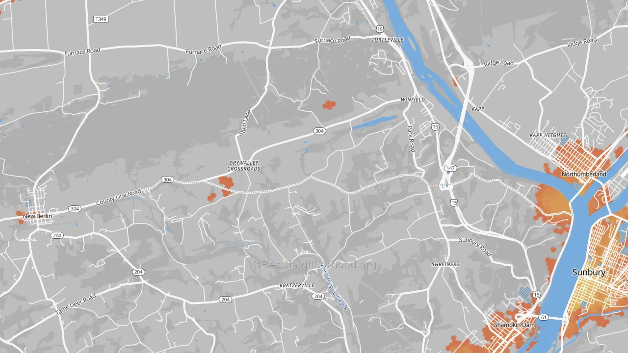Bike Grade map of Winfield, PA