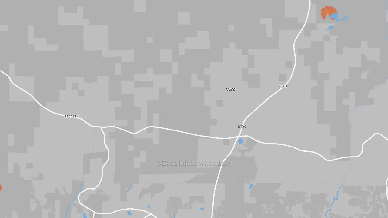 Bike Grade map of Wing, AL