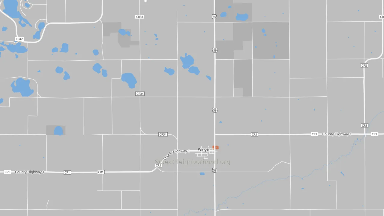 Bike Grade map of Winger, MN