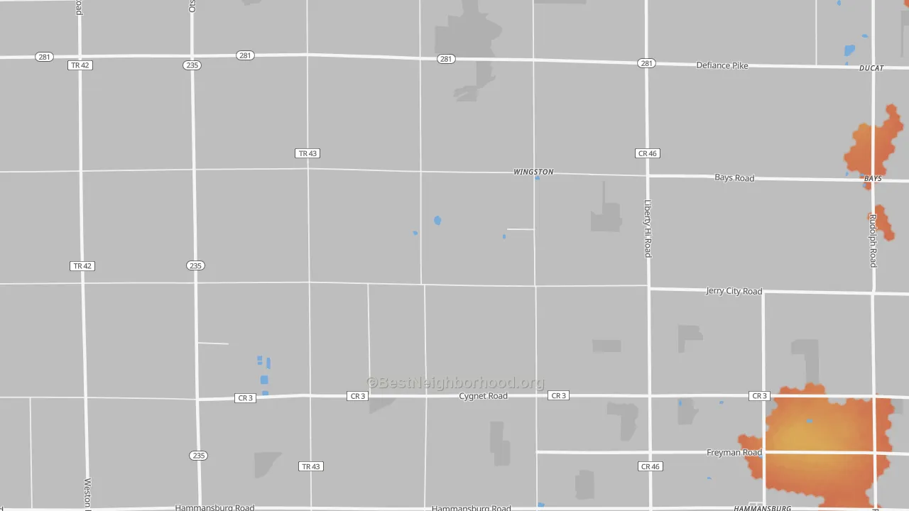 Bike Grade map of Wingston, OH