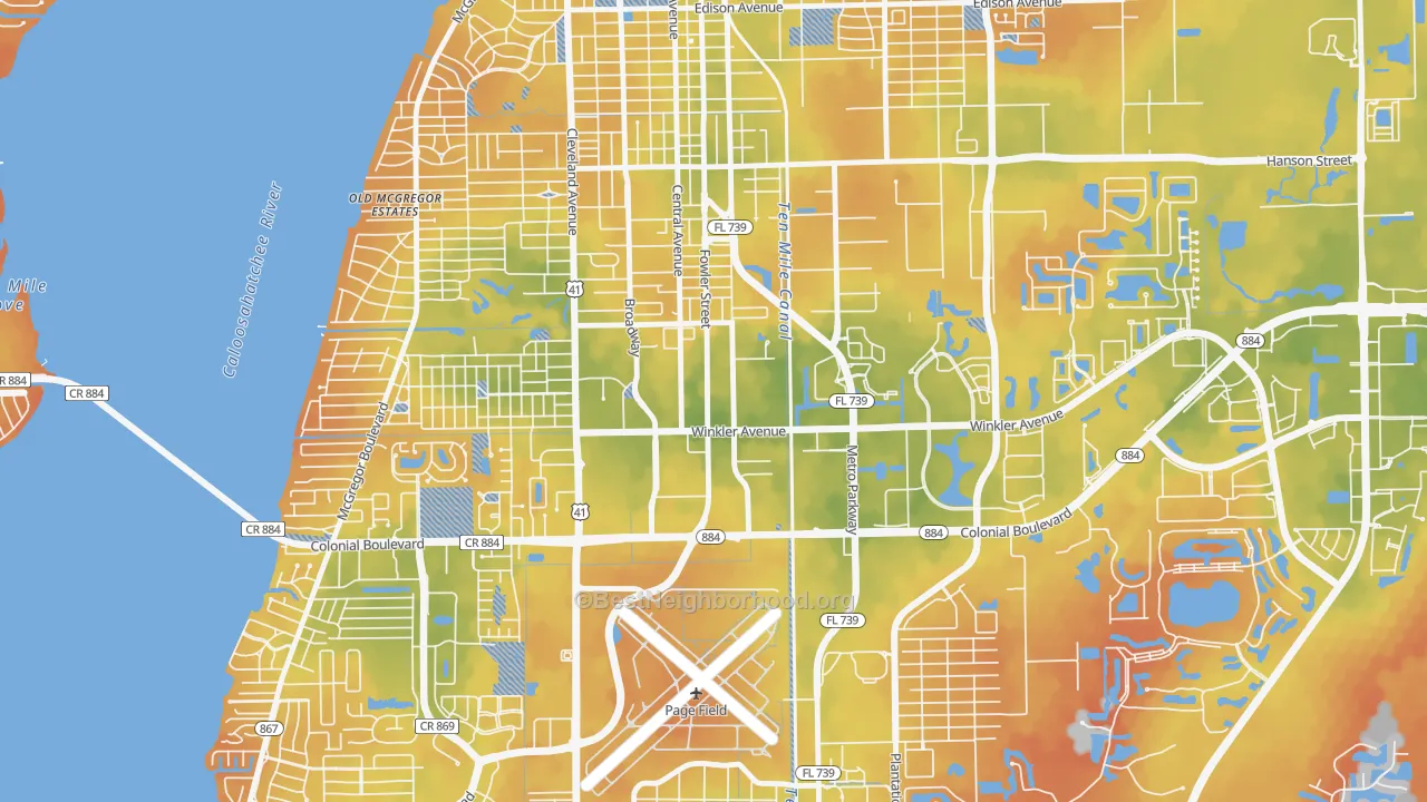Bike Grade map of Winkler Safe Neighborhood, Fort Myers, FL