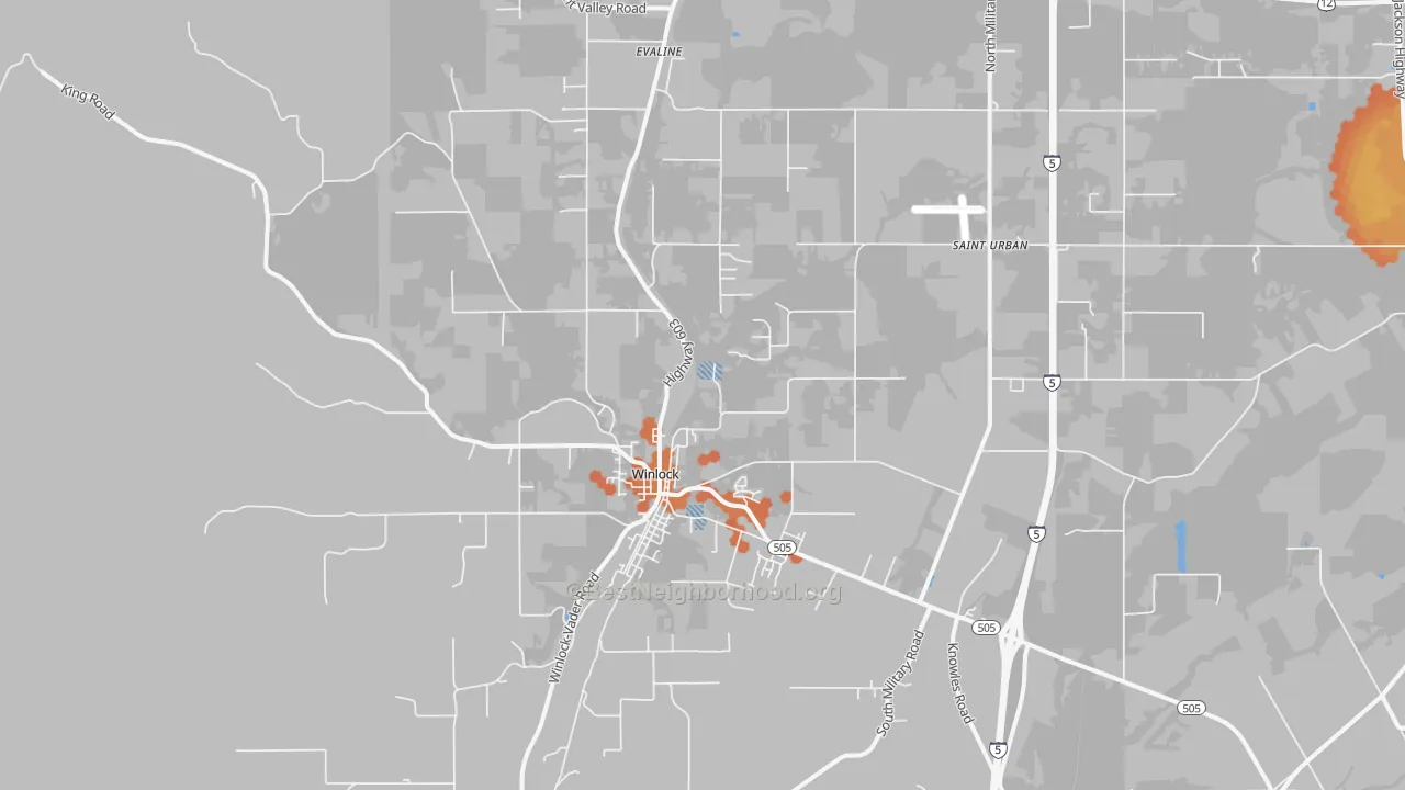 Bike Grade map of Winlock, WA
