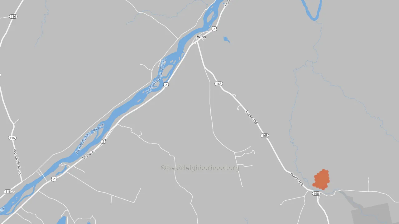 Bike Grade map of Winn, ME