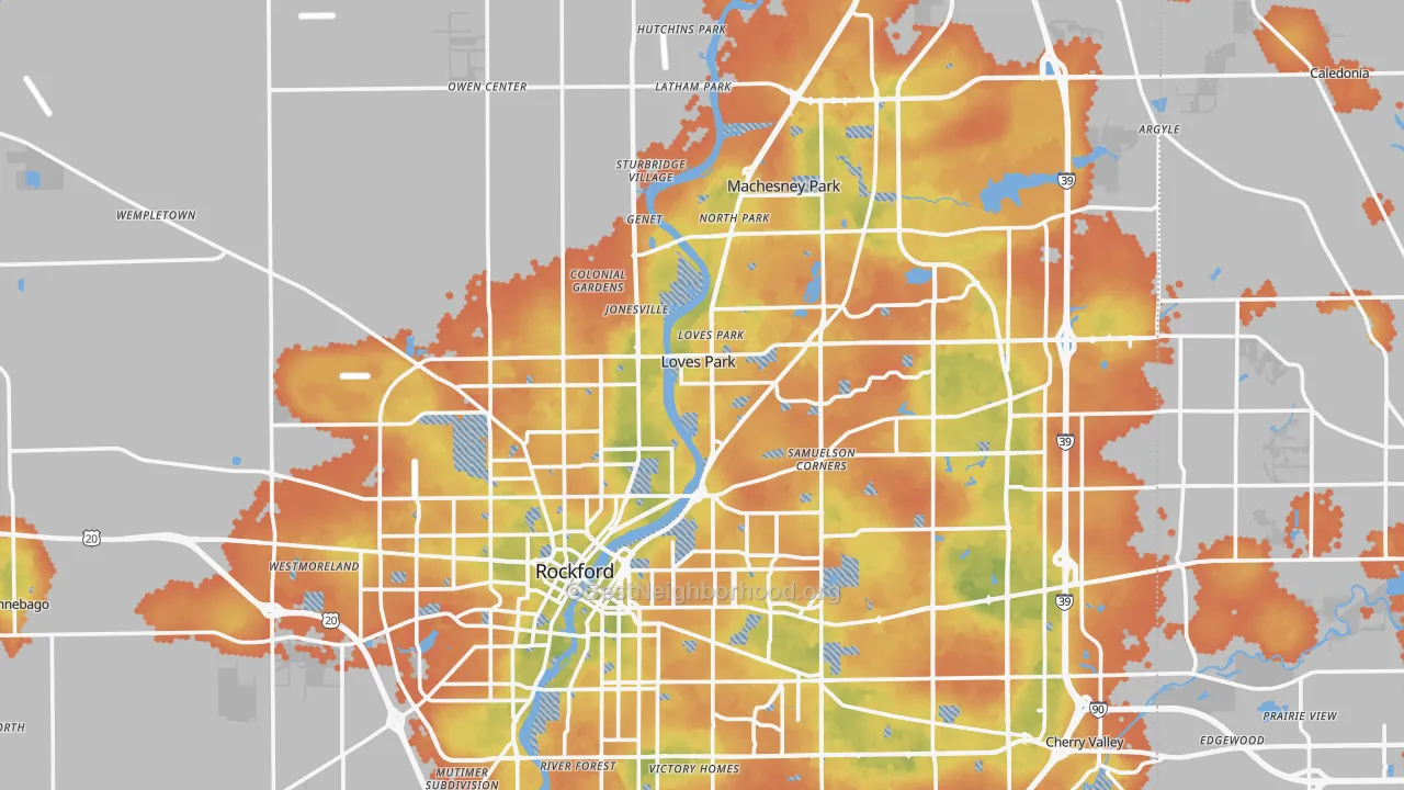 Bike Grade map of Winnebago County, IL