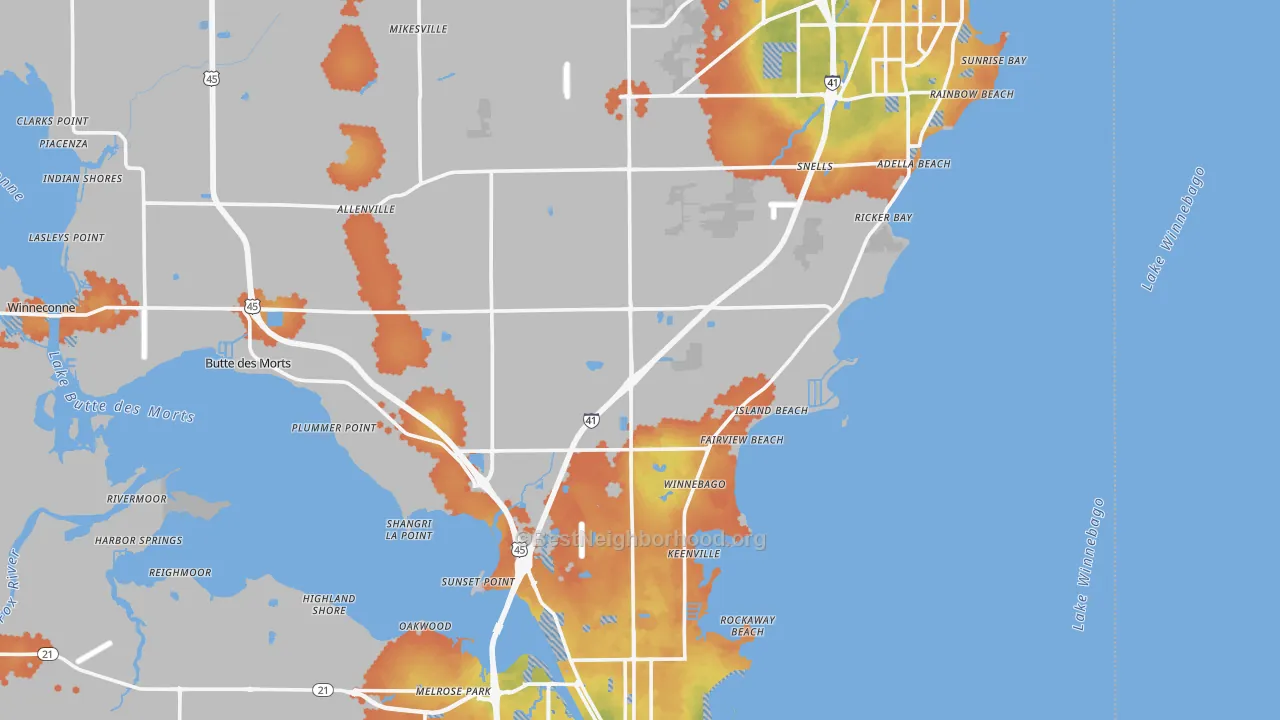 Bike Grade map of Winnebago County, WI