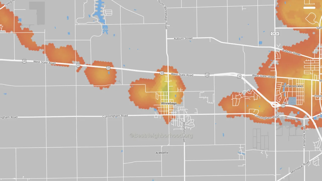 Bike Grade map of Winnebago, IL