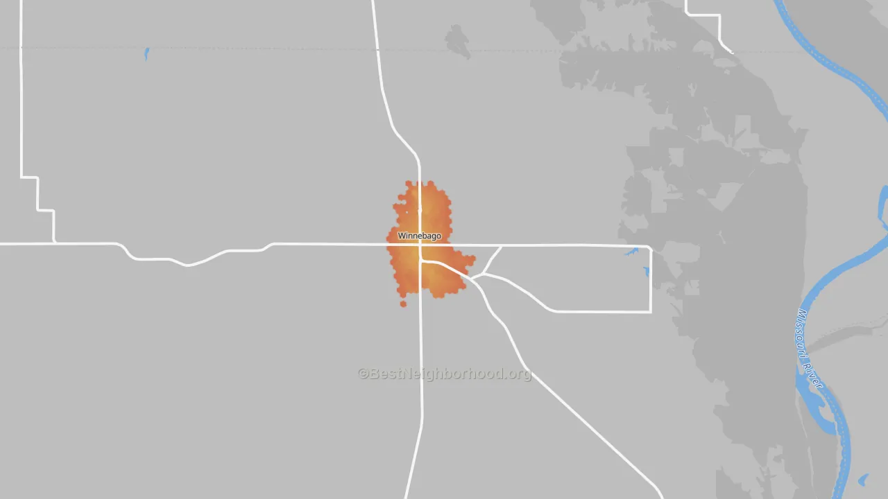 Bike Grade map of Winnebago, NE