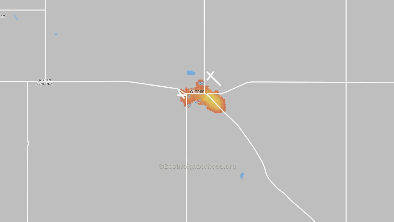 Bike Grade map of Winner, SD