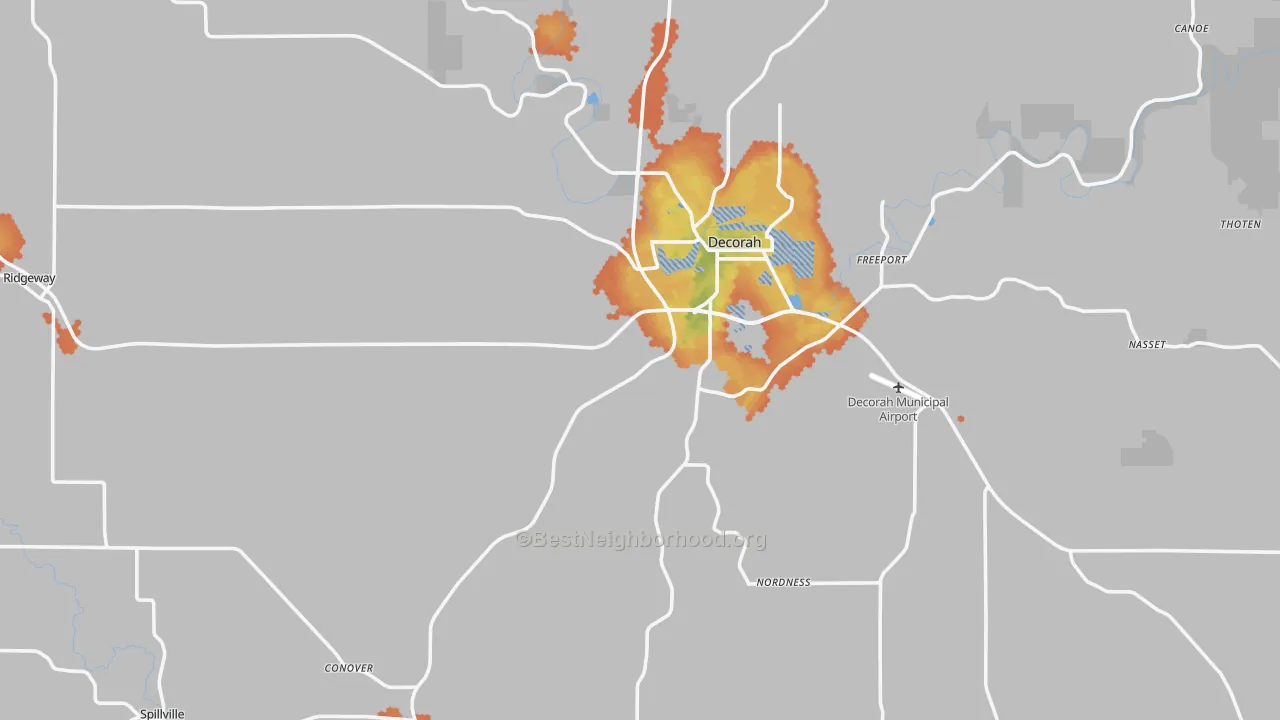 Bike Grade map of Winneshiek County, IA