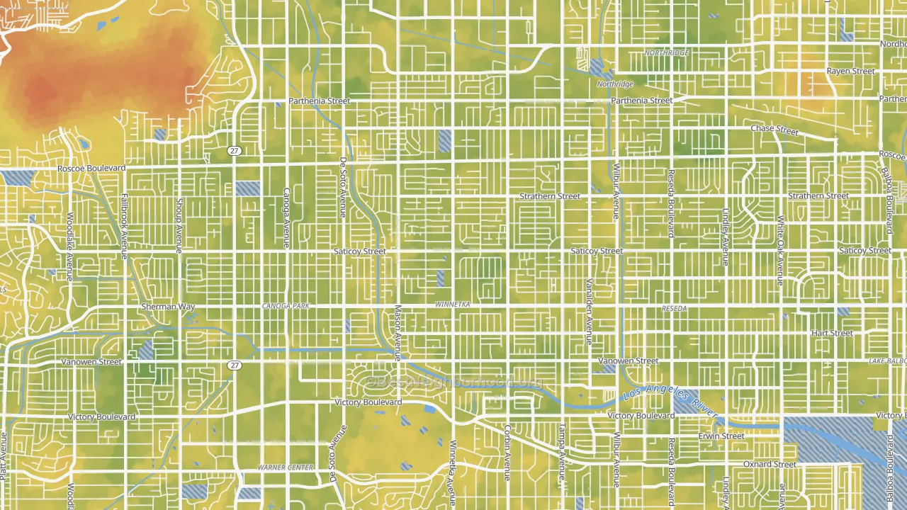 Bike Grade map of Winnetka, CA