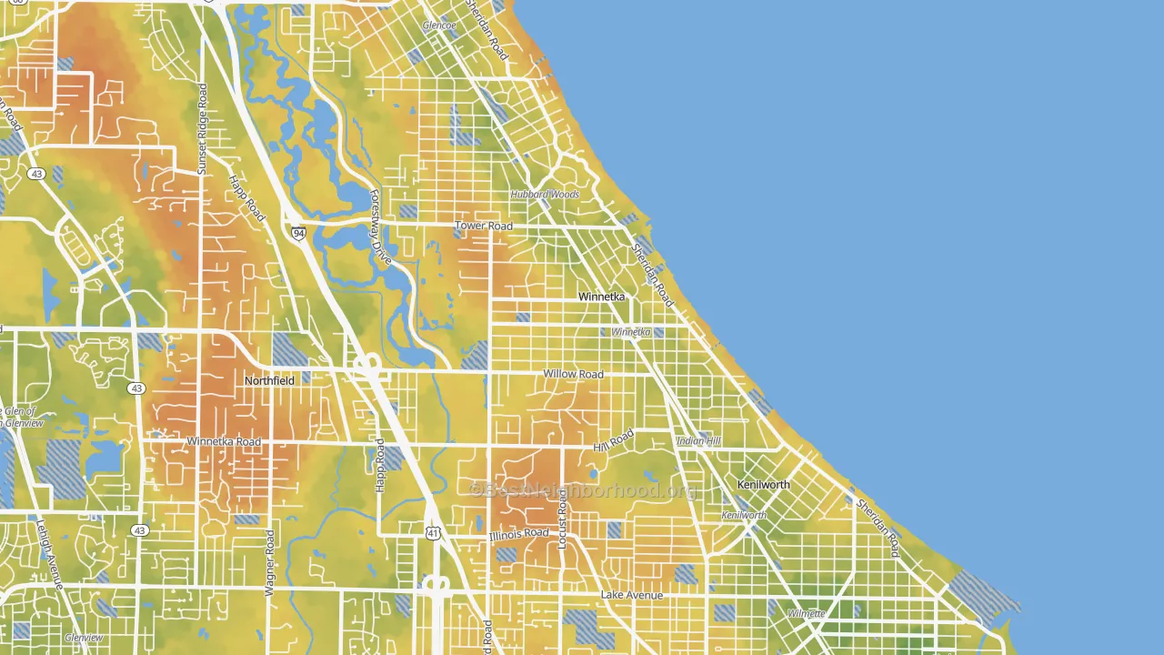 Bike Grade map of Winnetka, IL