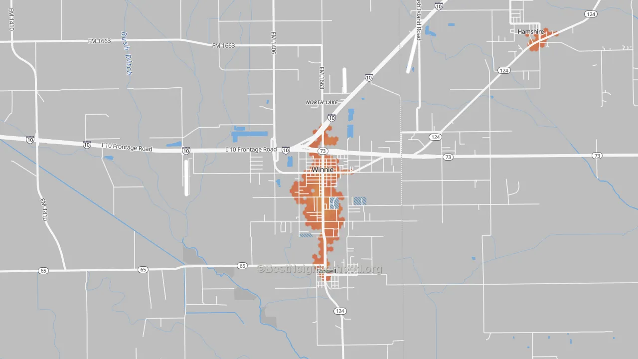 Bike Grade map of Winnie, TX