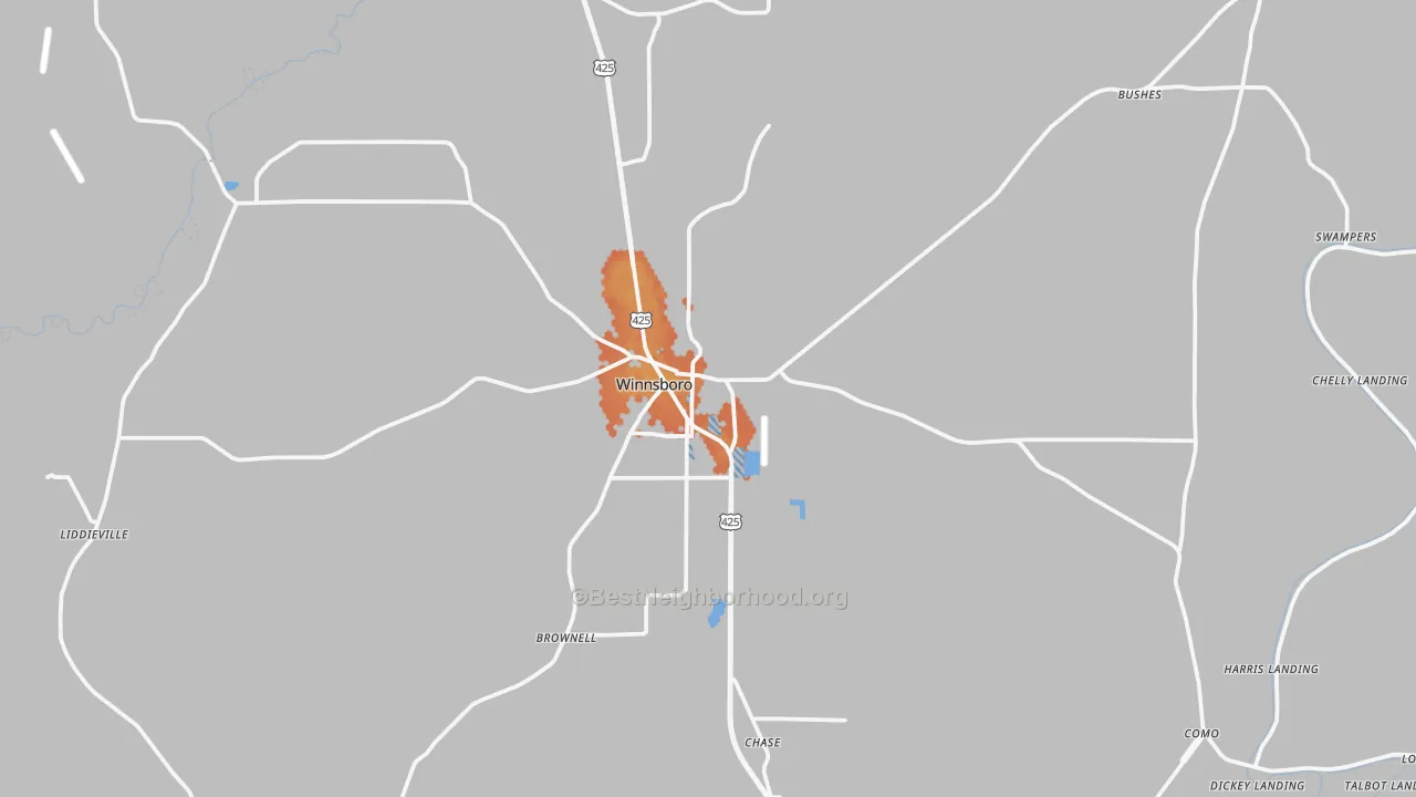 Bike Grade map of Winnsboro, LA