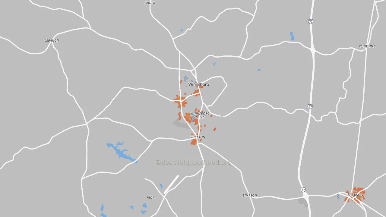 Bike Grade map of Winnsboro, SC