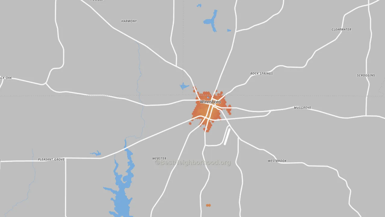 Bike Grade map of Winnsboro, TX