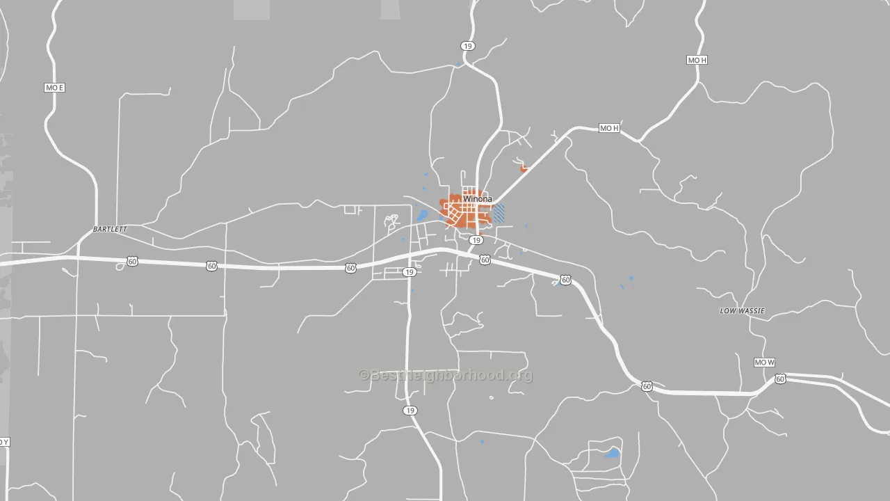 Bike Grade map of Winona, MO