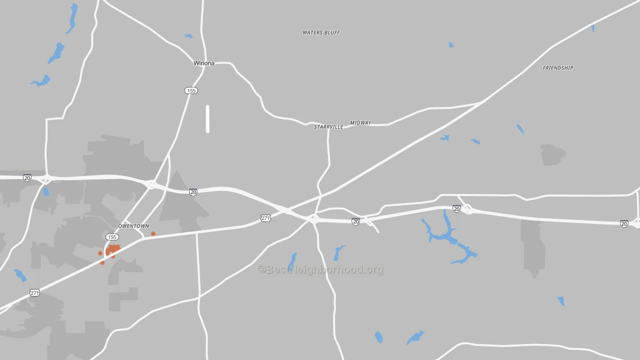 Bike Grade map of Winona, TX