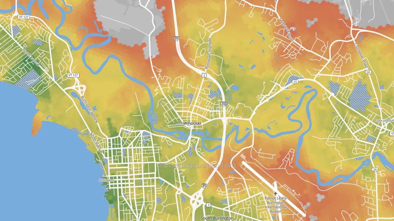 Bike Grade map of Winooski, VT