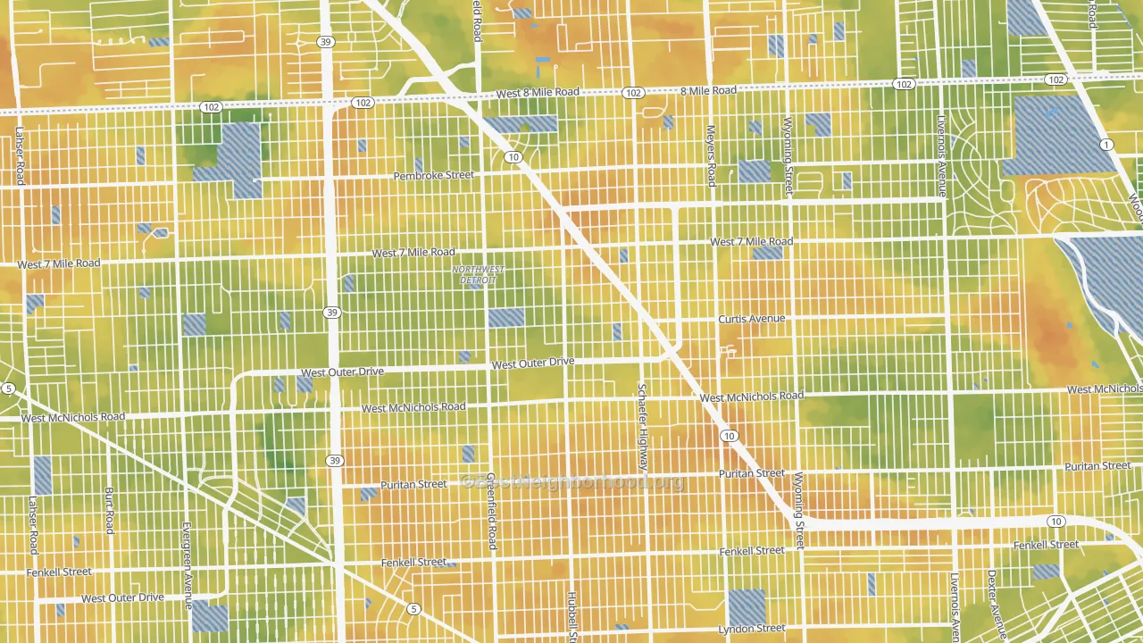 Bike Grade map of Winship, Detroit, MI