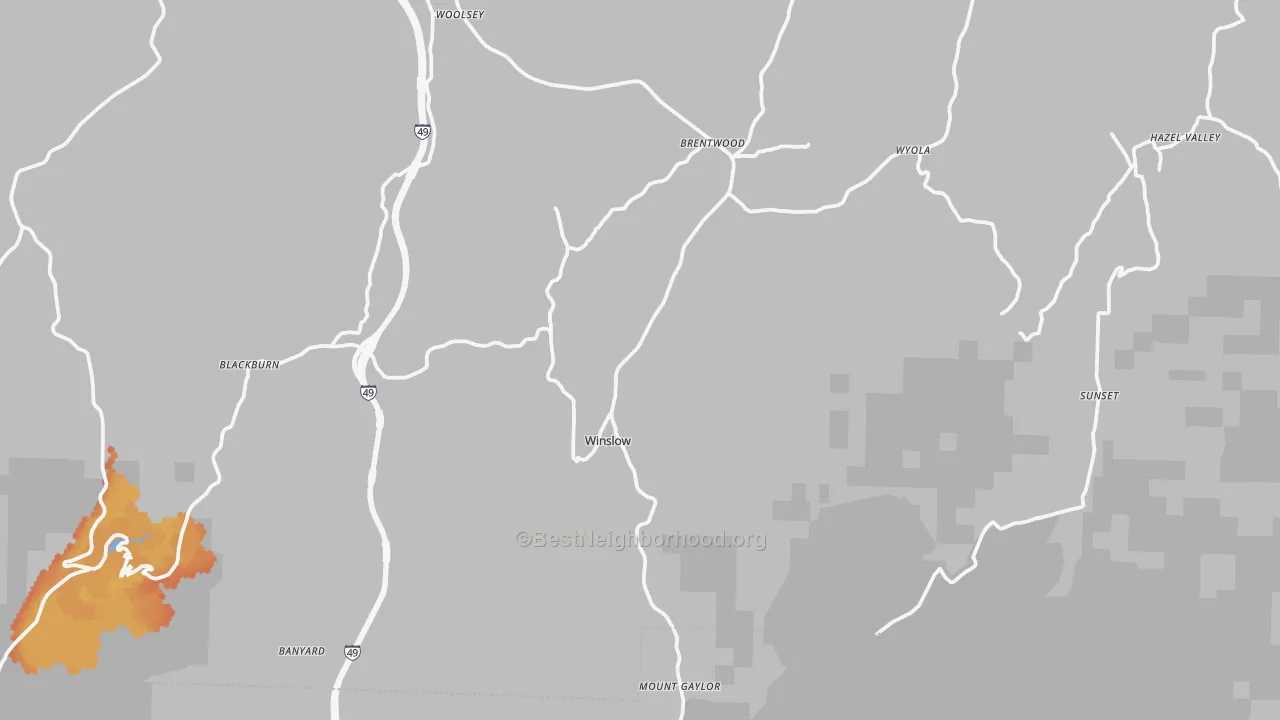 Bike Grade map of Winslow, AR