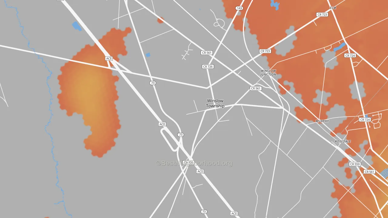 Bike Grade map of Winslow, NJ