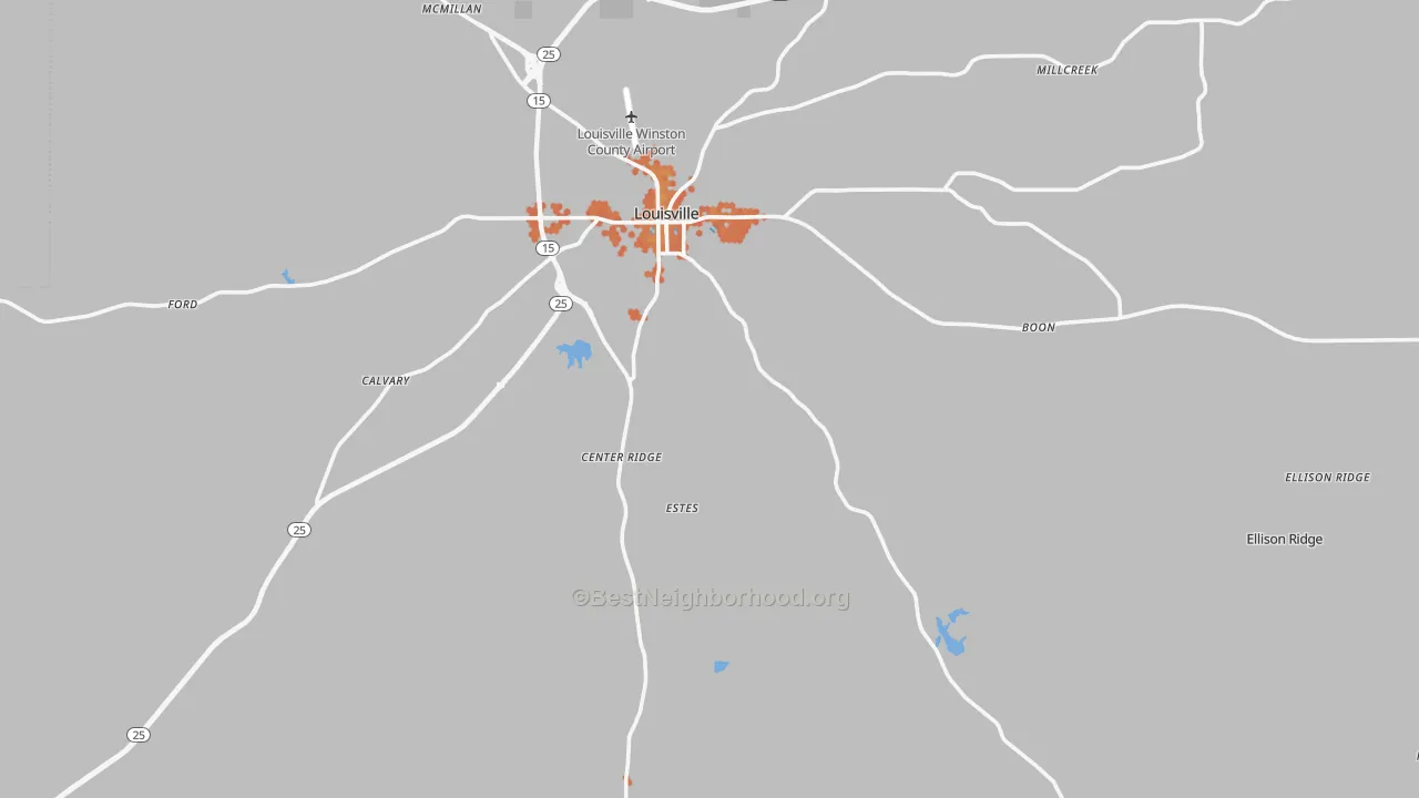 Bike Grade map of Winston County, MS