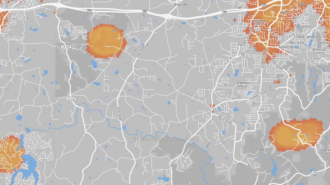 Bike Grade map of Winston, GA