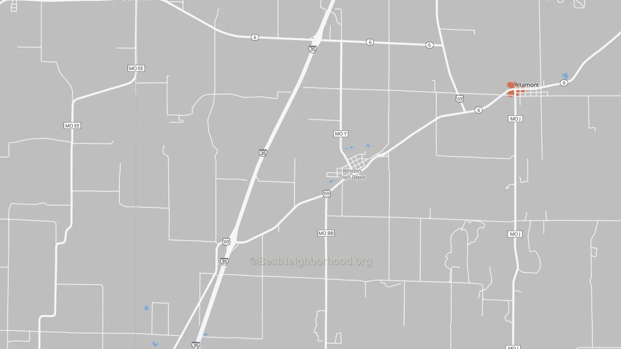 Bike Grade map of Winston, MO