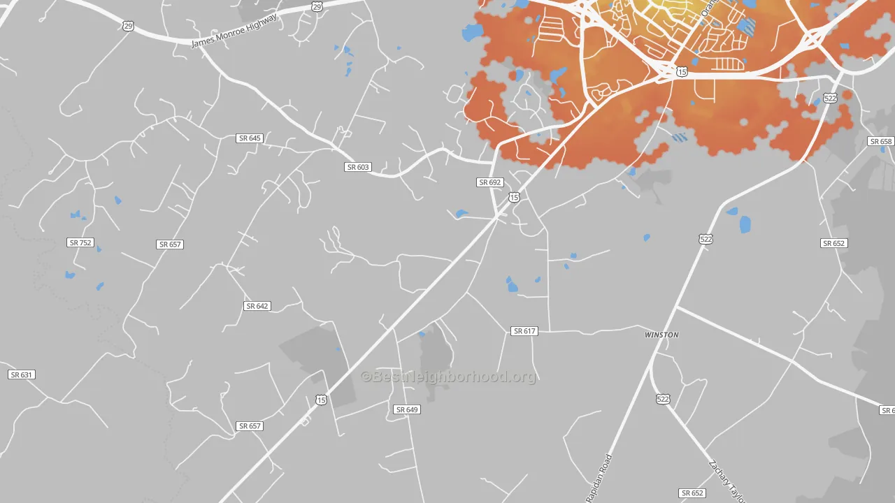 Bike Grade map of Winston, VA