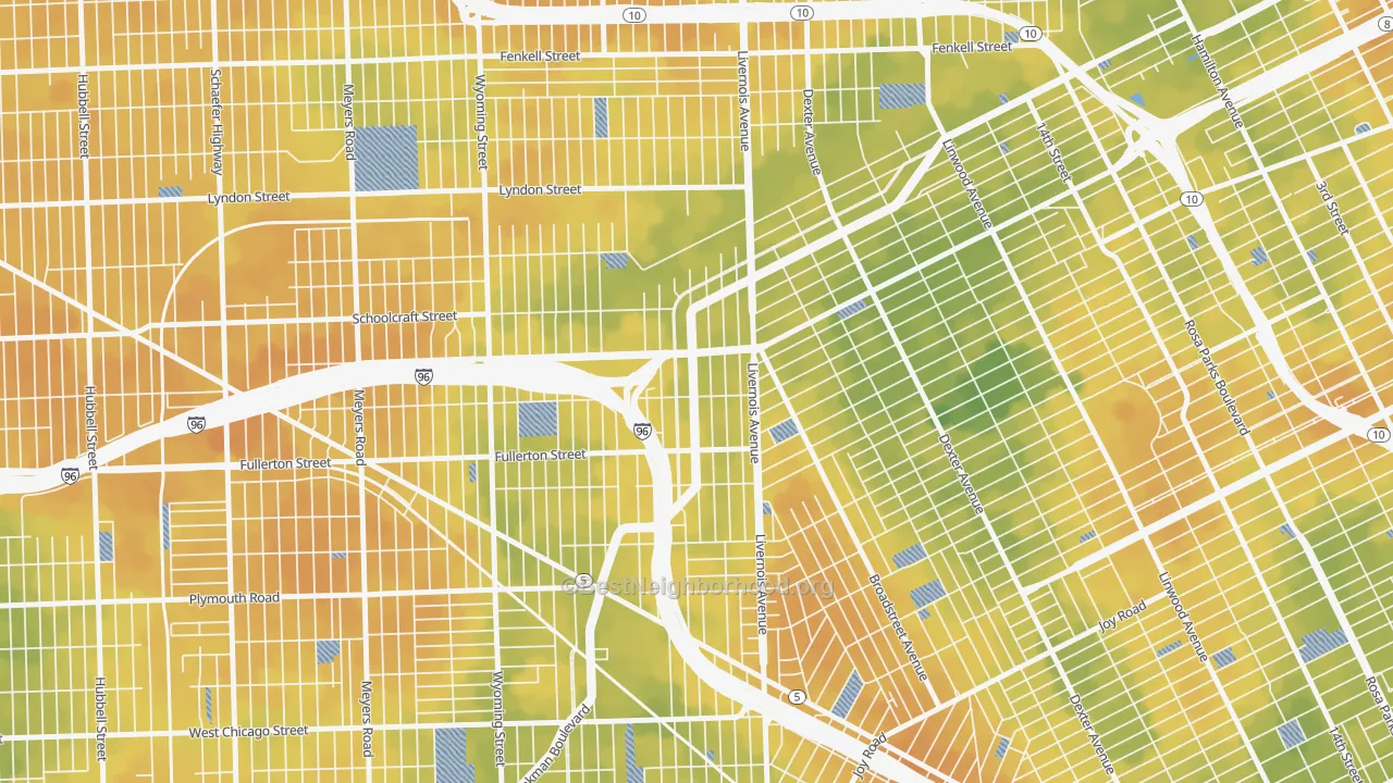 Bike Grade map of Winter Halter, Detroit, MI