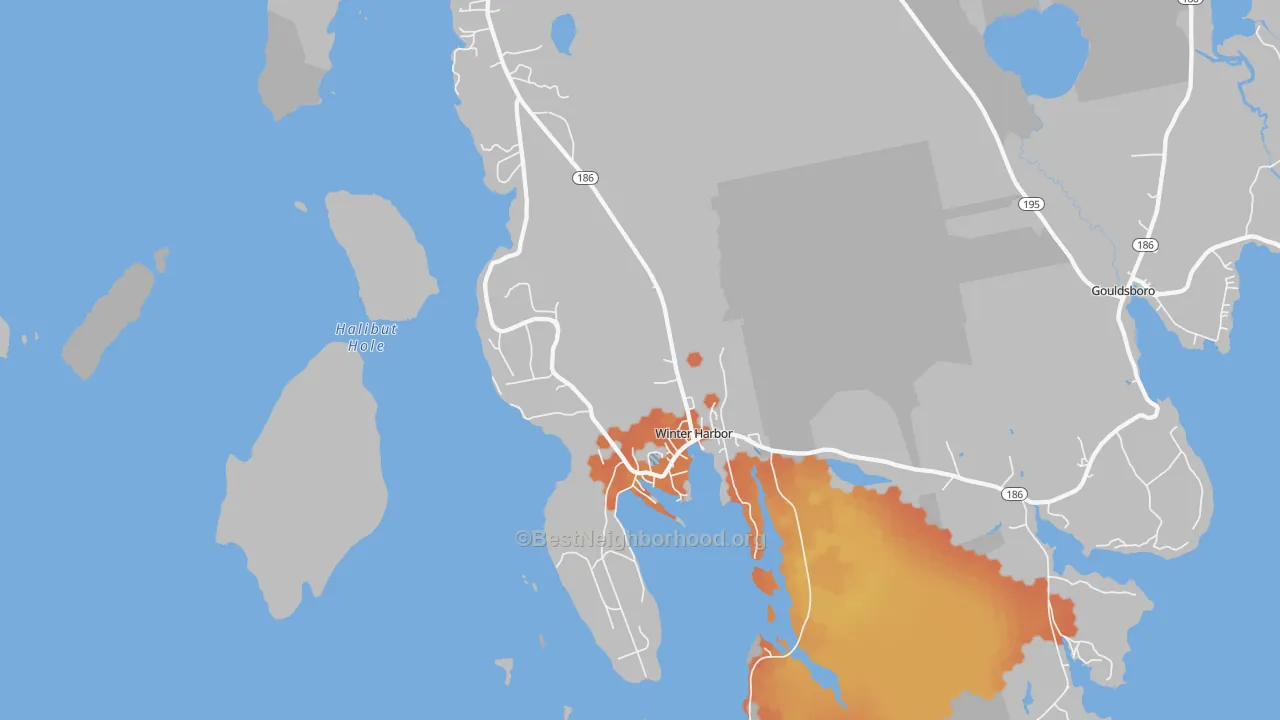 Bike Grade map of Winter Harbor, ME