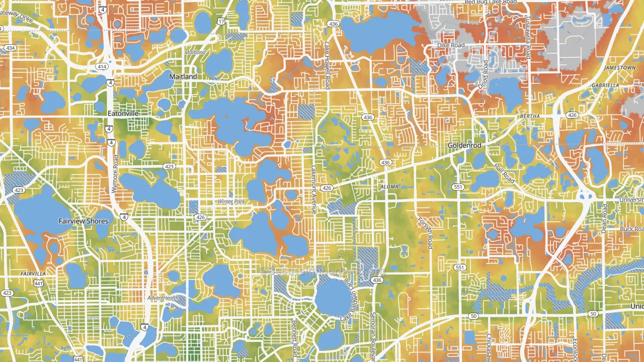 Bike Grade map of Winter Park, FL