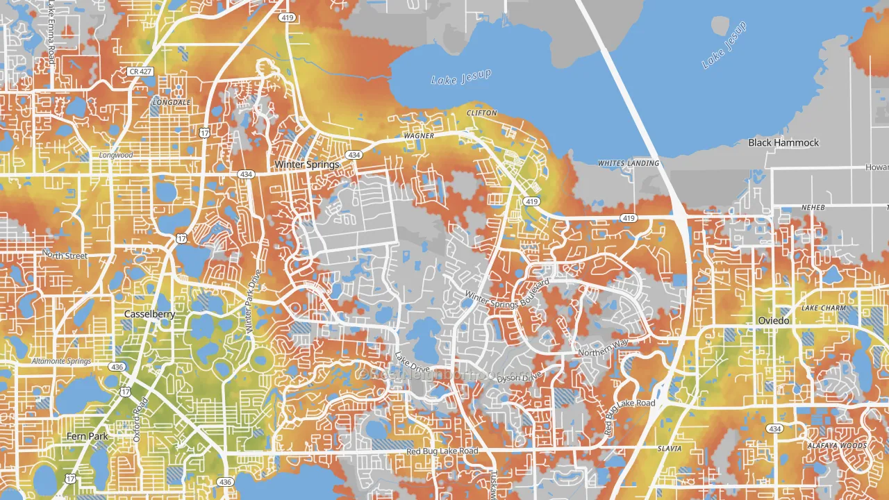 Bike Grade map of Winter Springs, FL