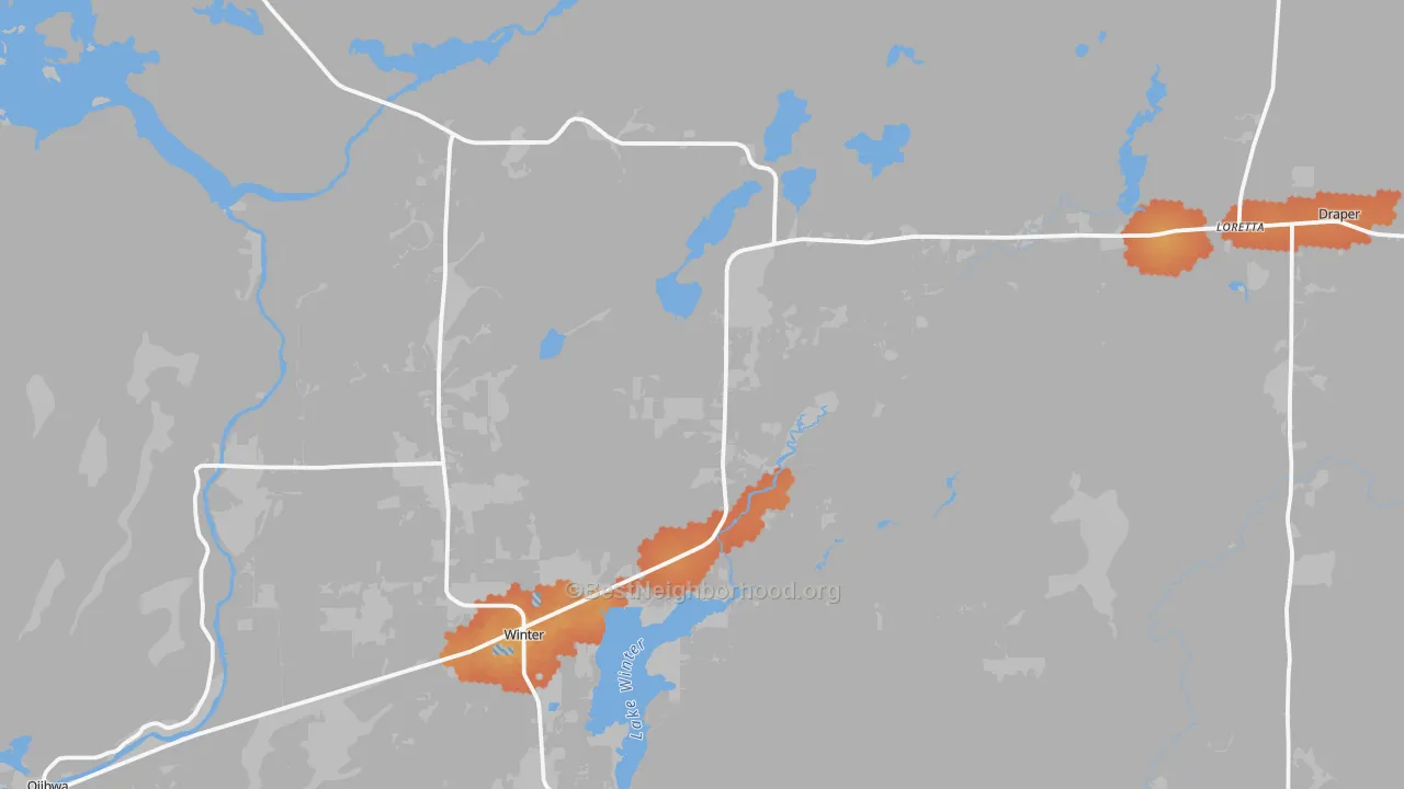 Bike Grade map of Winter, WI
