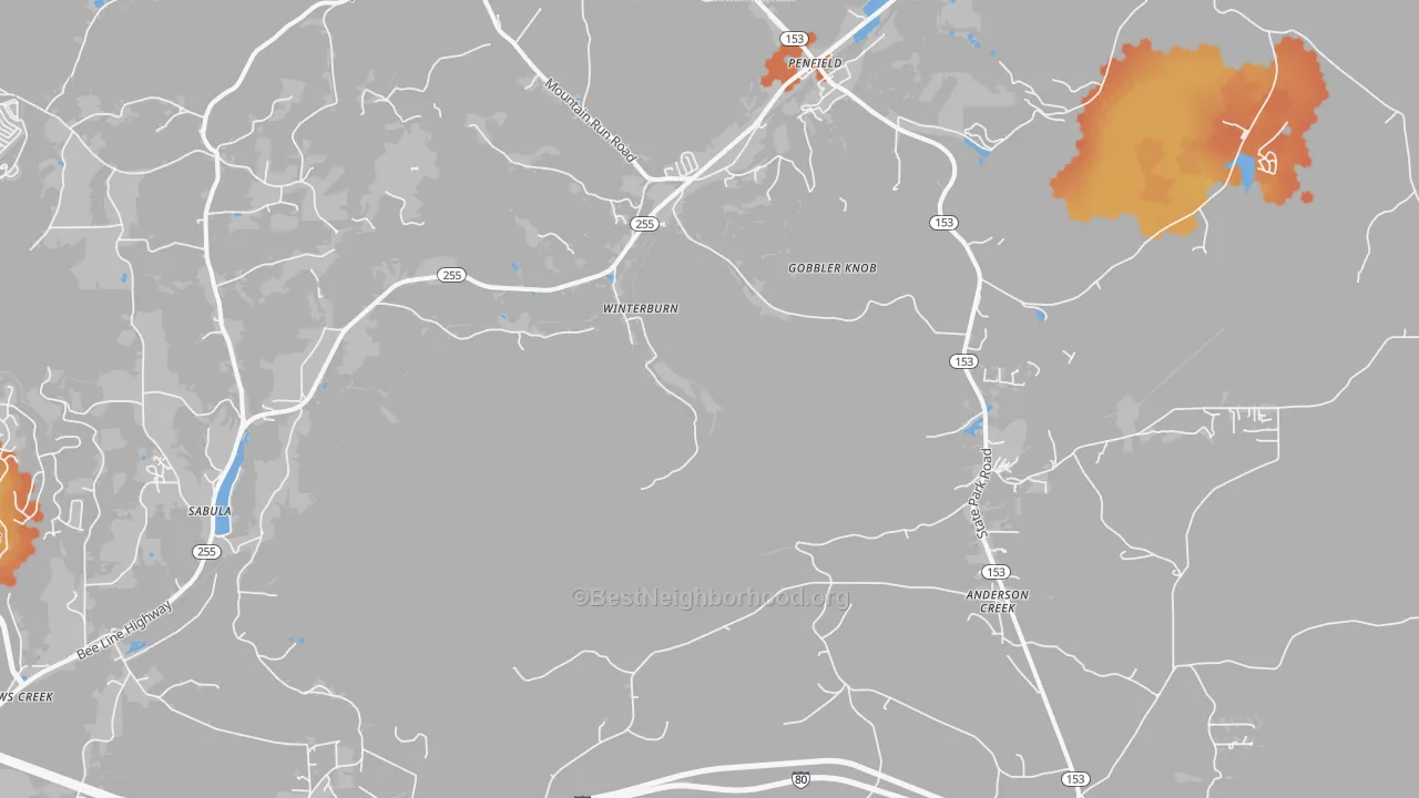 Bike Grade map of Winterburne, PA