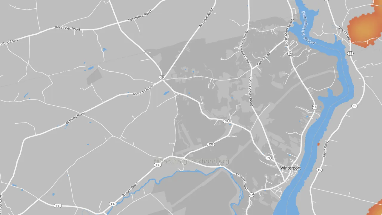 Bike Grade map of Winterport, ME