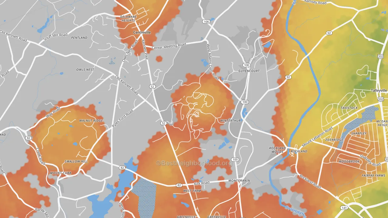 Bike Grade map of Winterthur, DE