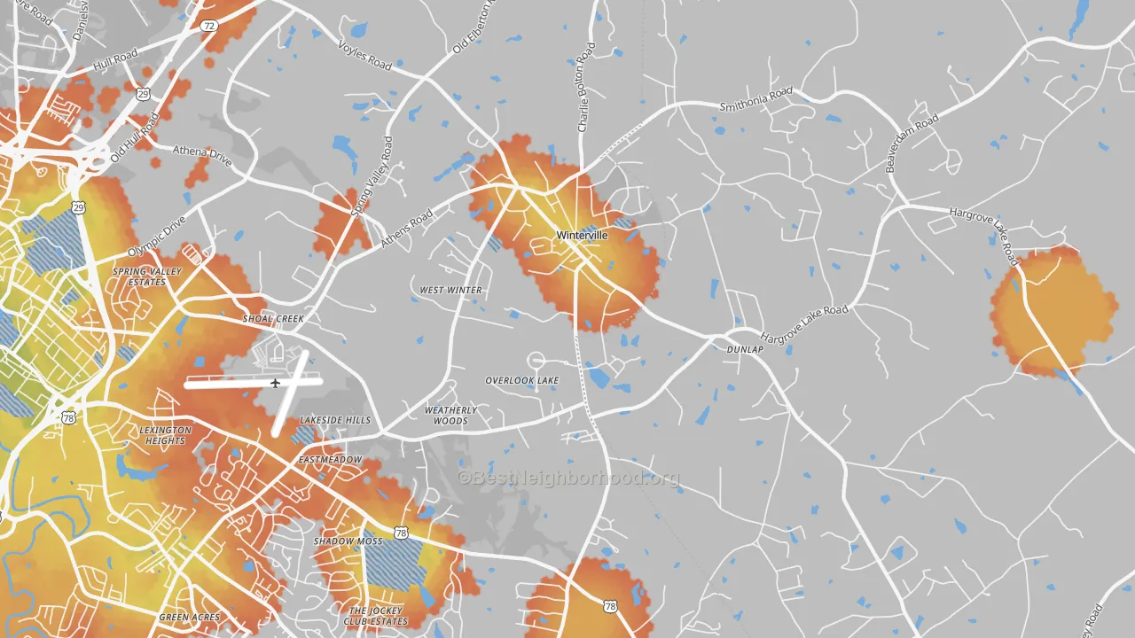Bike Grade map of Winterville, GA