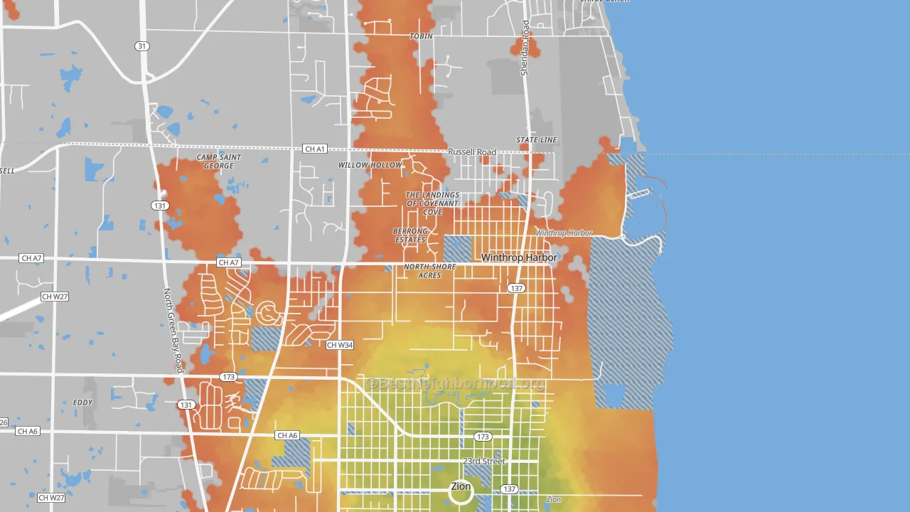 Bike Grade map of Winthrop Harbor, IL