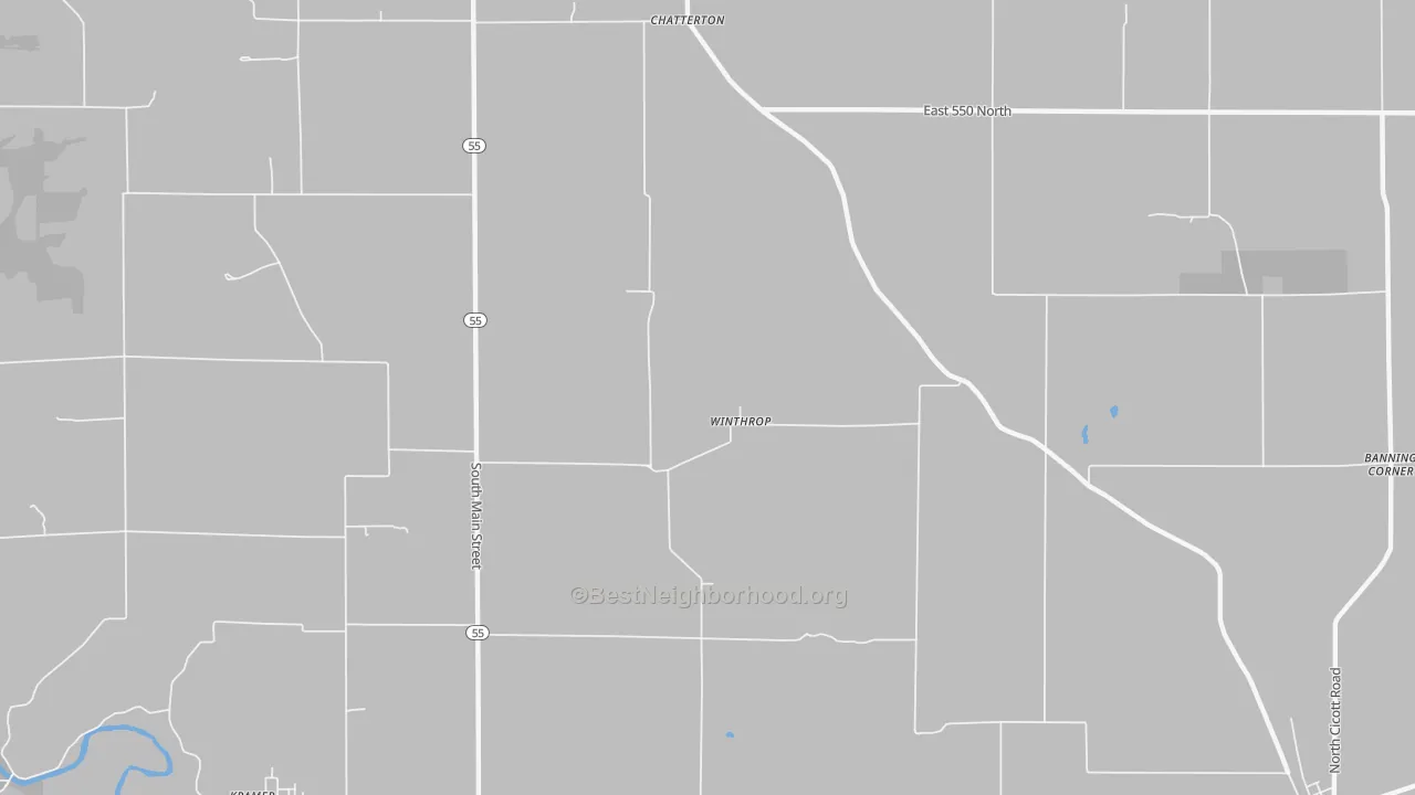 Bike Grade map of Winthrop, IN