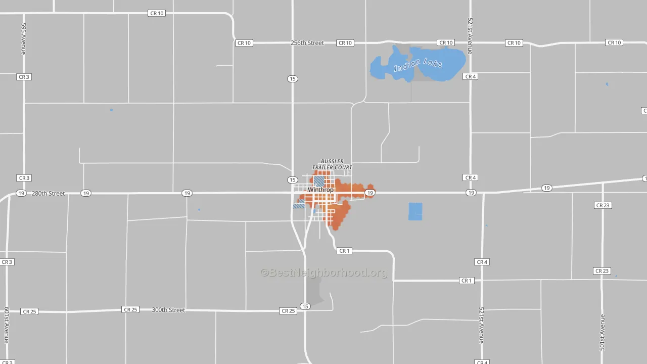 Bike Grade map of Winthrop, MN