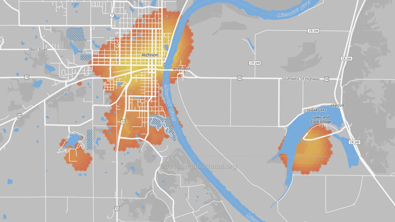 Bike Grade map of Winthrop, MO