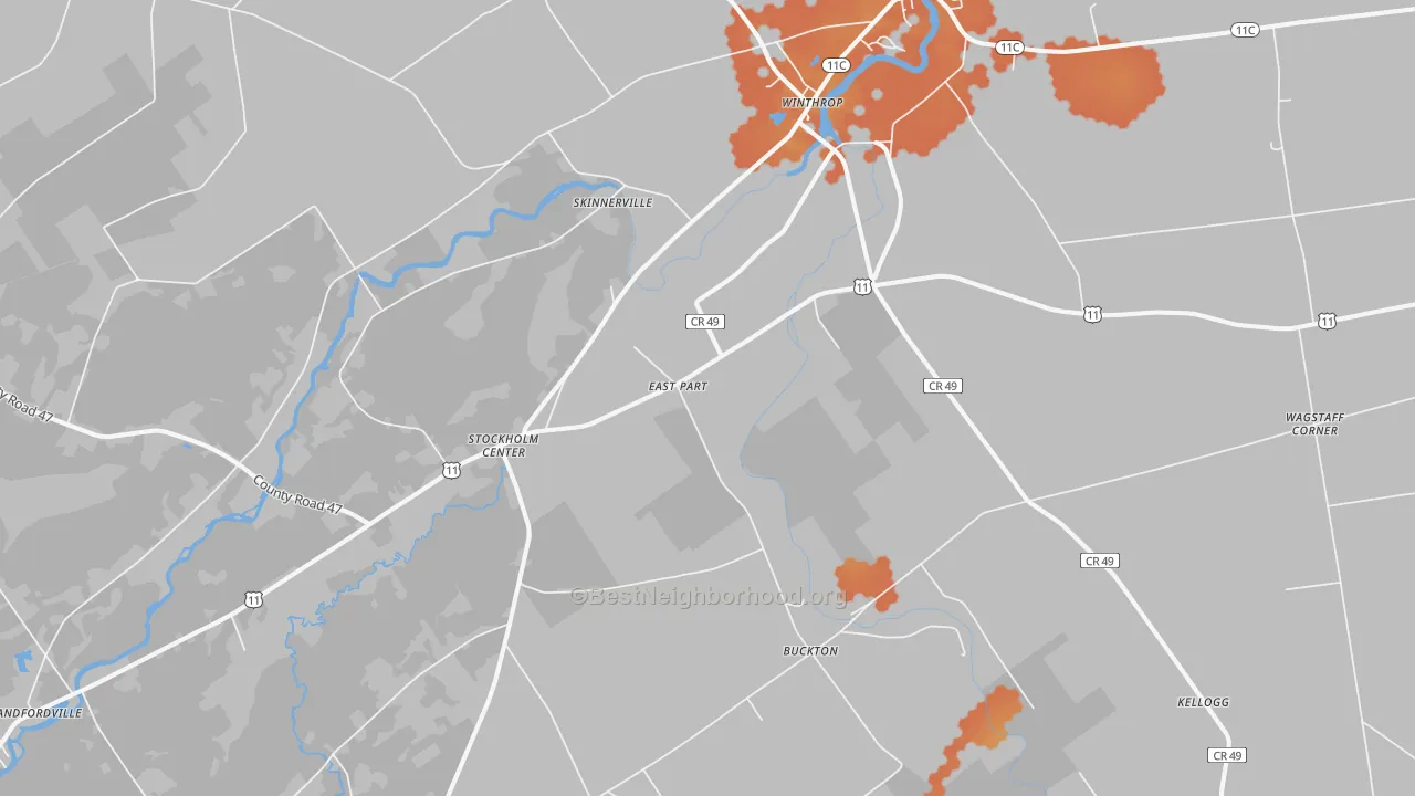 Bike Grade map of Winthrop, NY