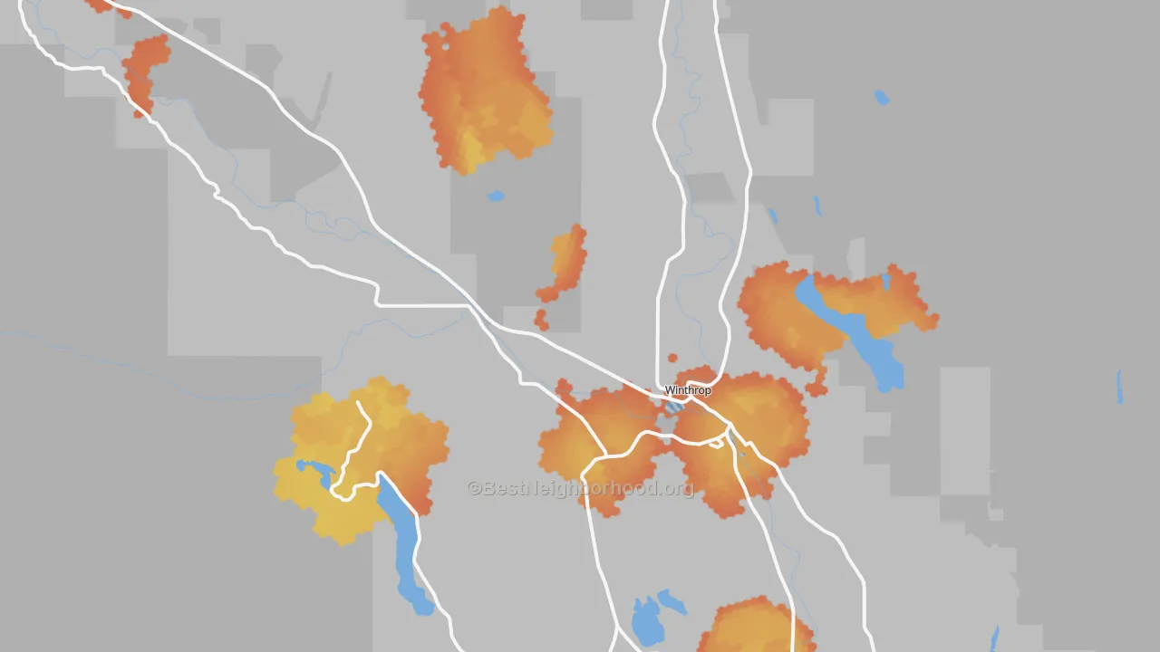 Bike Grade map of Winthrop, WA