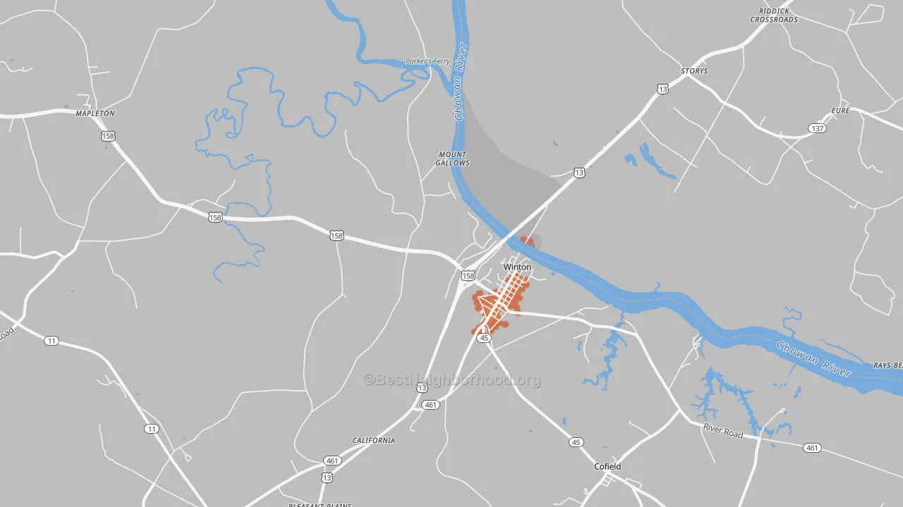 Bike Grade map of Winton, NC